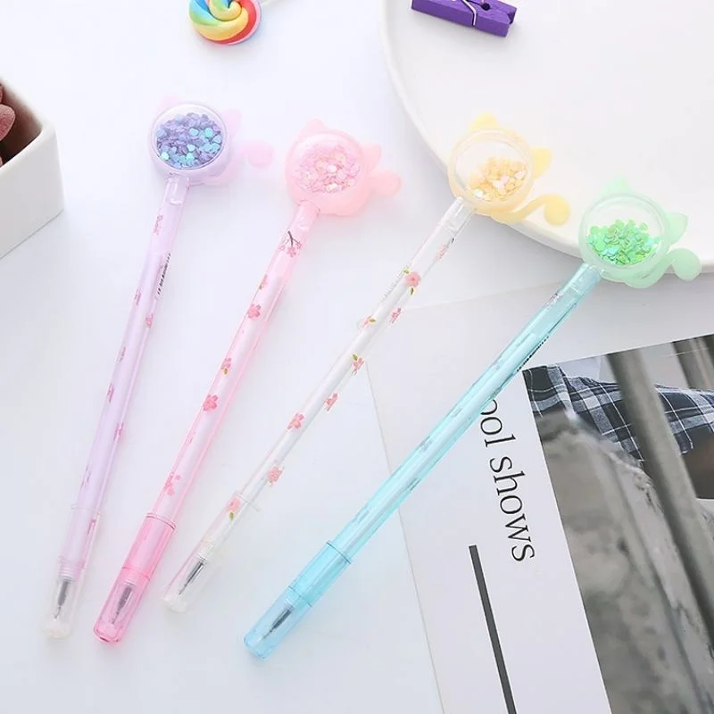 4 Stück Schreibwaren Stifte Roman kreative Kawaii Katze Glitter Erholung niedlichen Gel Stift