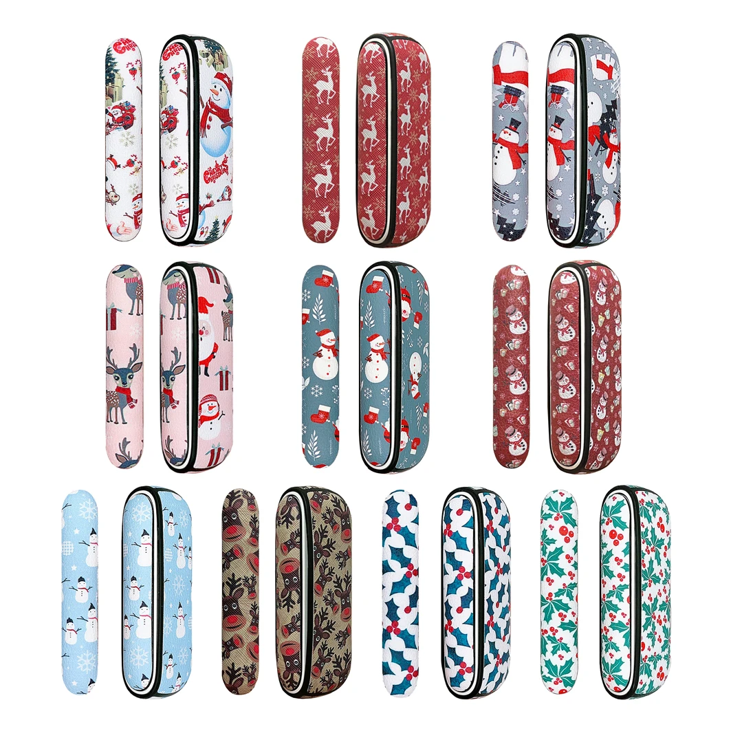 

10 Patterns PU Leather Case for IQOS 3 Duo With Side Door Cover Holder Case for IQOS 3.0 Christmas Style Protective Accessories