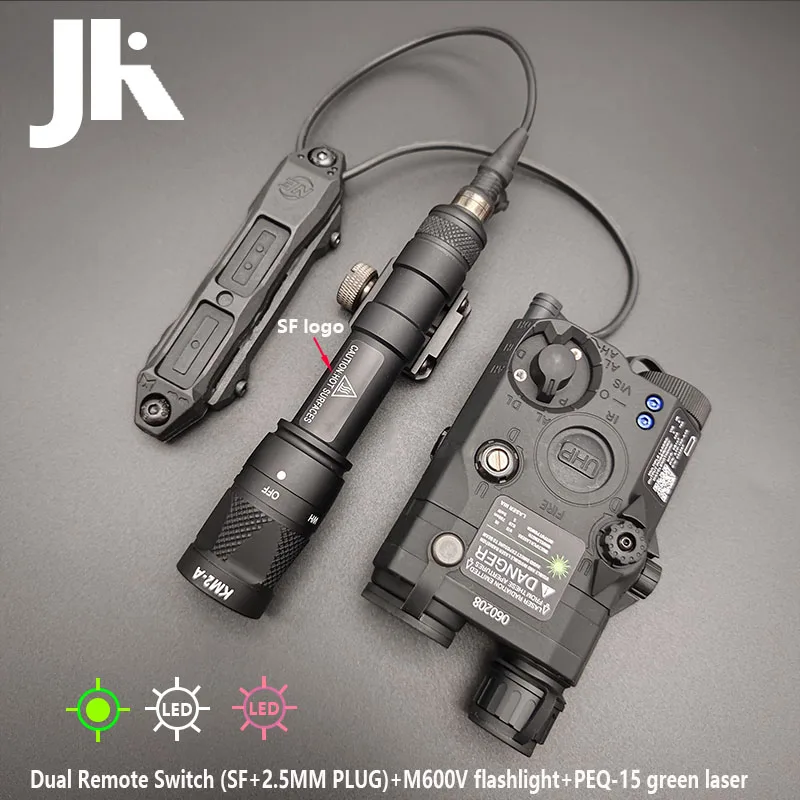 Tactical PEQ15 Red Dot Laser Aiming IR light PEQ Green laser Surefir M300V M600V Flashlight Tactical Dual Control Remote Switch