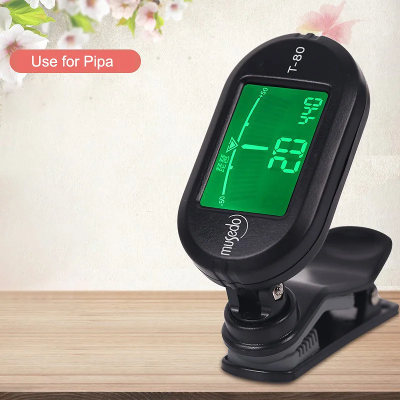 T-80 Pipa Tuner Colorful Screen Chromatic Tuner With Clip LCD Display For Classical Musical Instrument Erhu Accessories