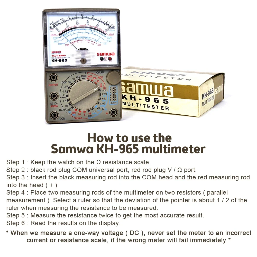 KH-965 Analog Multimeter Mechanical Pointer Meter AC/DC Voltage Current Resistance Meter with Test Pen Buzzer Multi Tester 3