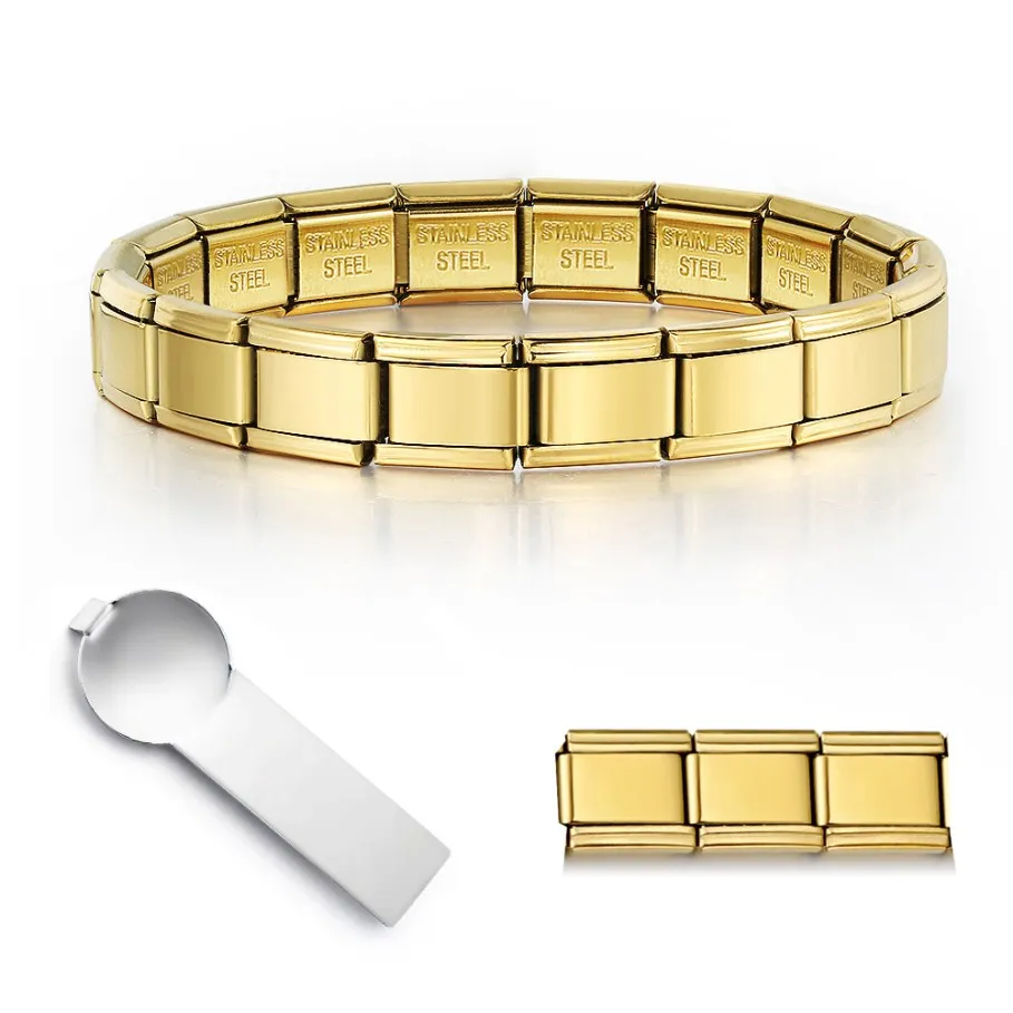Trendy Gold Farbe Italienische Edelstahl Charms Hand Kette Link Breite 9mm Armbänder Für Frauen Männer Schmuck Armreifen Geschenke – Detail 1