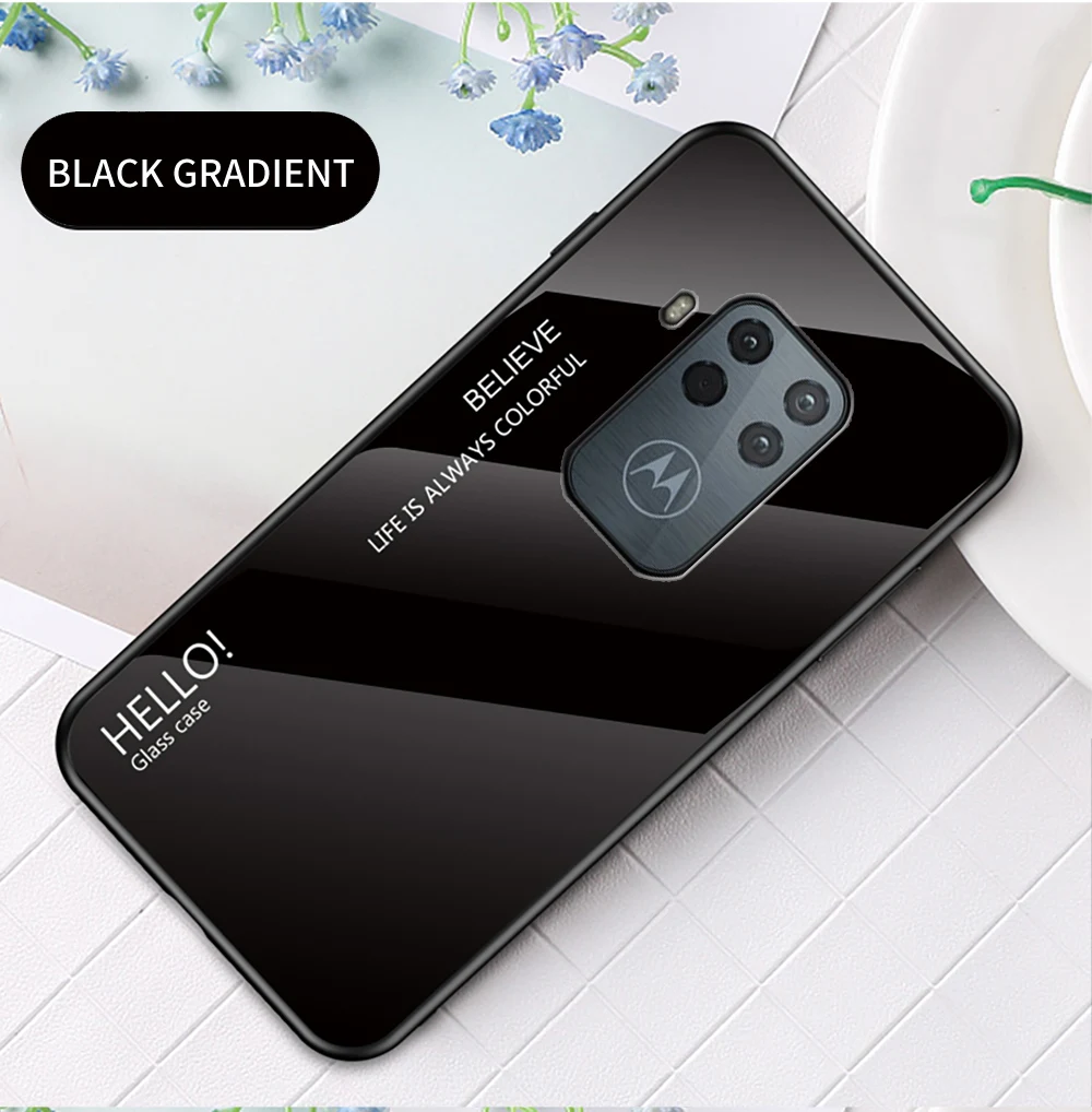 for Moto One Zoom Glass Case DECLAREYAO Luxury Hard Mirror Tempered Glass Coque For Moto G7 Power G7Play G5S Puls G6 Plu_voghion.com