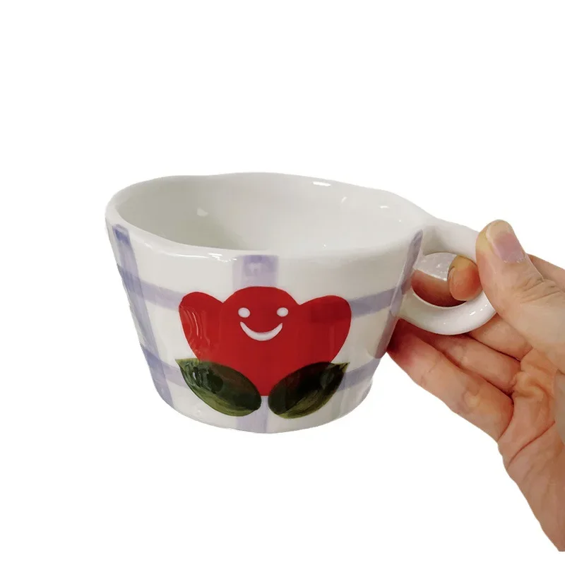 Hand-Painted Strawberry Ceramic Coffee Mug - أكواب...