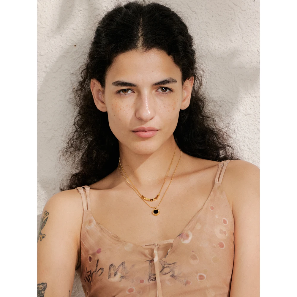 Yhpup Double Side Layered Pendant Necklace for Women