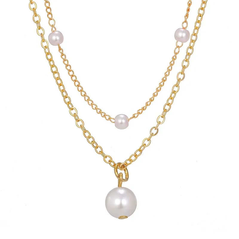 2 Collane Girocollo Con Ciondolo A Perla Scorrevole - Set Oro E Argento, Stile Minimal E Bohémien Per Donna
