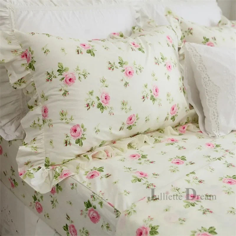 

2pcs Pastoral print pillowcase good handmade ruffle pillow sham pillowcases princess body pillow case bedding pillow cover sale