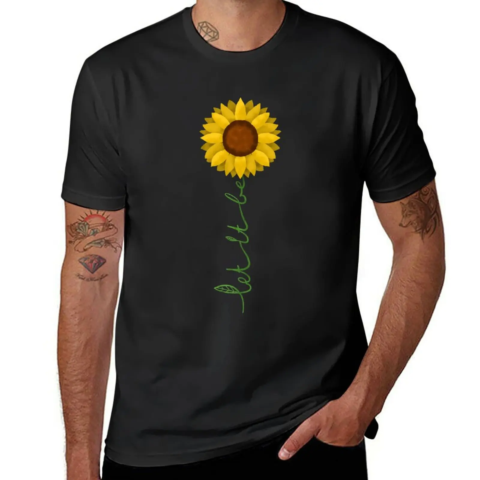 

Футболка мужская быстросохнущая, тяжелая рубашка с принтом аниме Подсолнух, природа-Let it Be