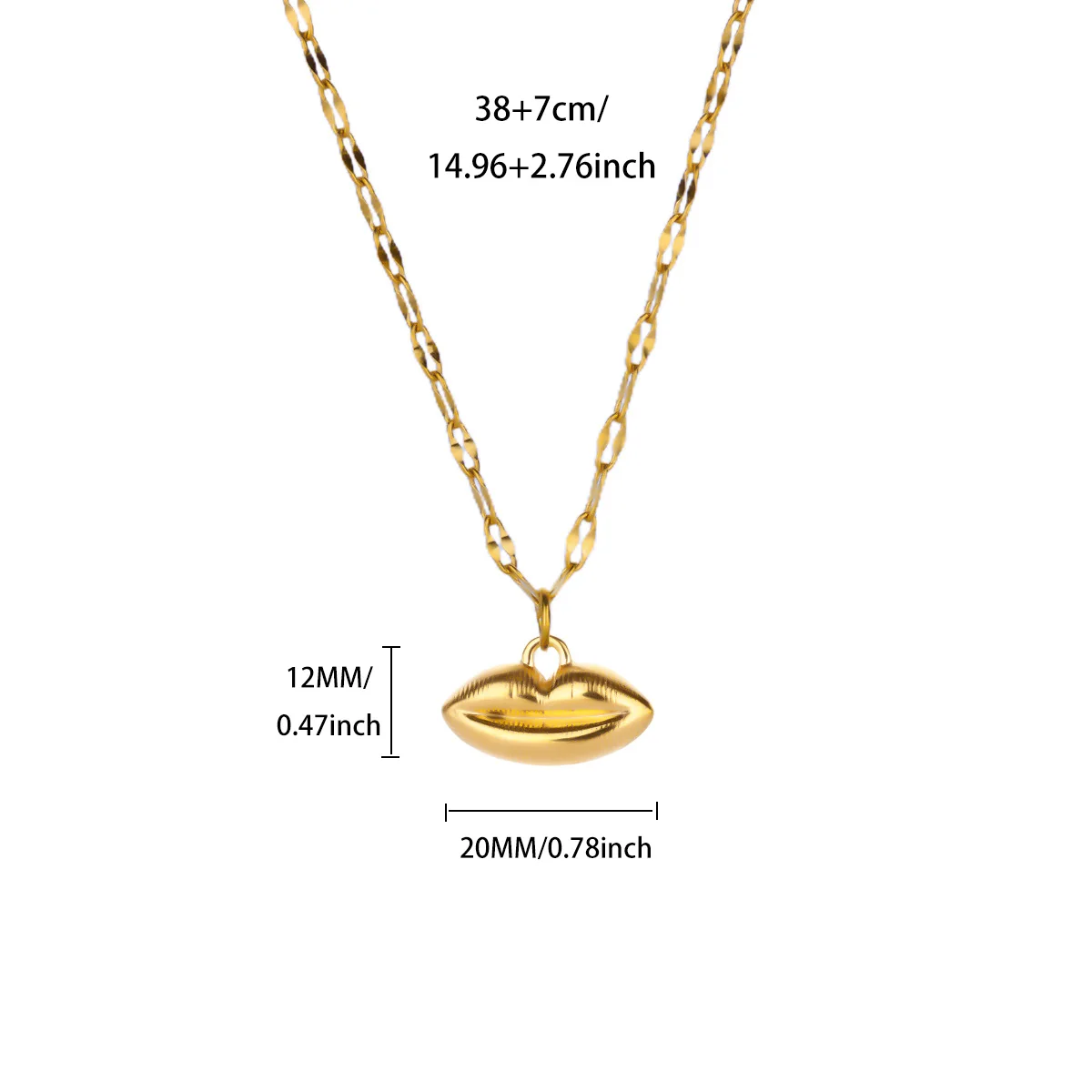 Geometric Lips Necklaces Gold Color Stainless Steel Pendant Necklace For Women