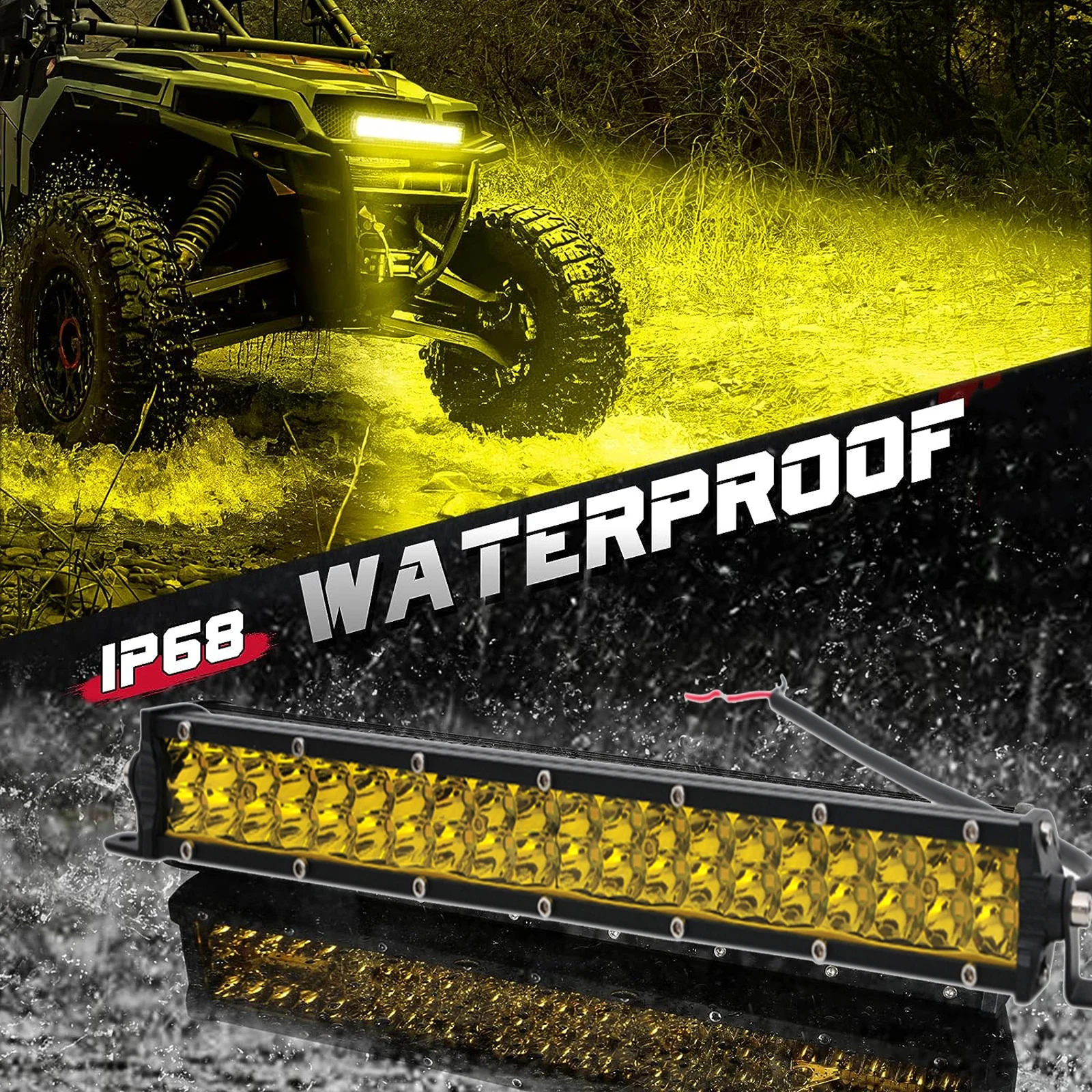 

Yellow Dual Row 7" inch Led Light Bar 60W For Car Tractor SUV Truck Boat 4WD 4x4 Offroad ATV UTV Led Work Light Driving Fog Lamp