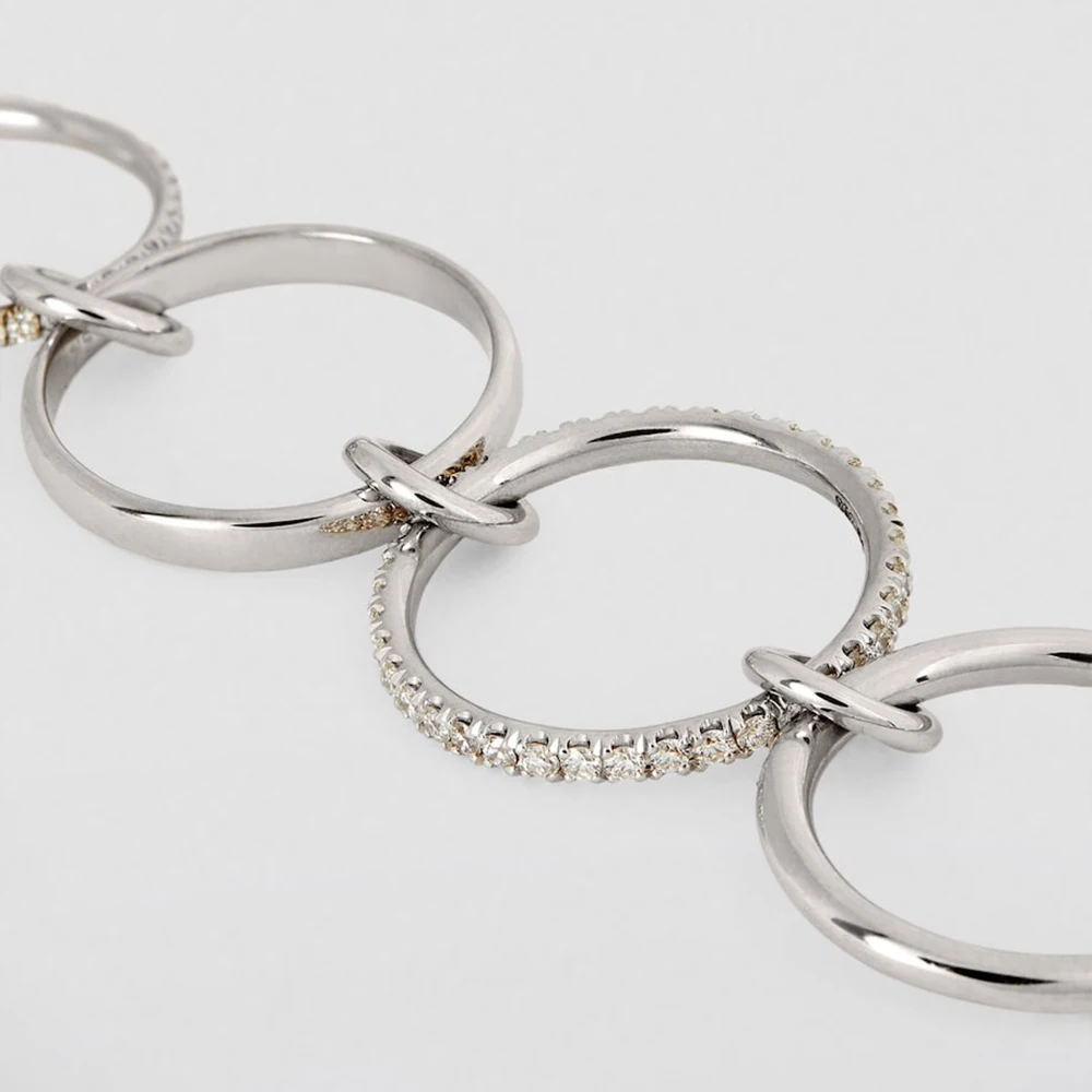 Multilayer Everly Stacked Ring Chunky Gold Plated Interlocking Zircon Multi Link Connected Rings Eternity Statement Jewelry Gift