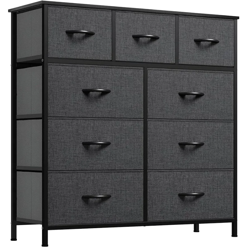 

Dresser for Bedroom with 9 Drawers - Fabric Storage Tower, Tall Chest Organizer Unit for Living Room, Nursery, Entryway