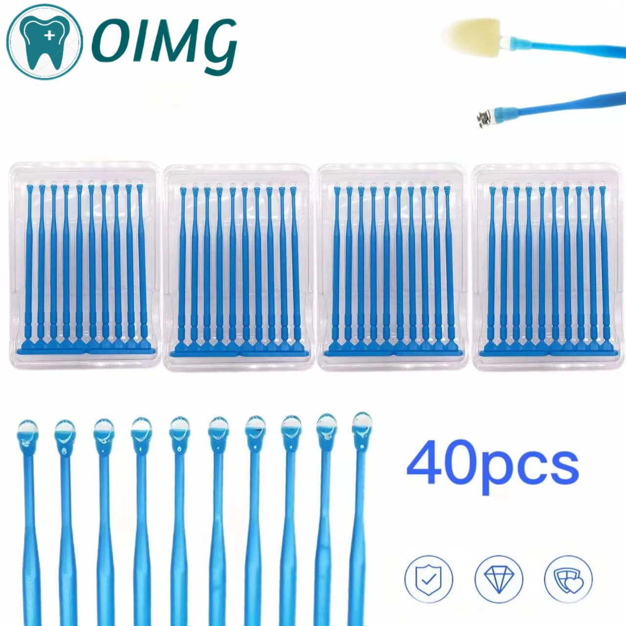 40pcs/bag Dental Applicator Sticks Adhesive Tip for Tooth Crown Porcelain Veneer Disposable Dental Materials Brush Applicator 1