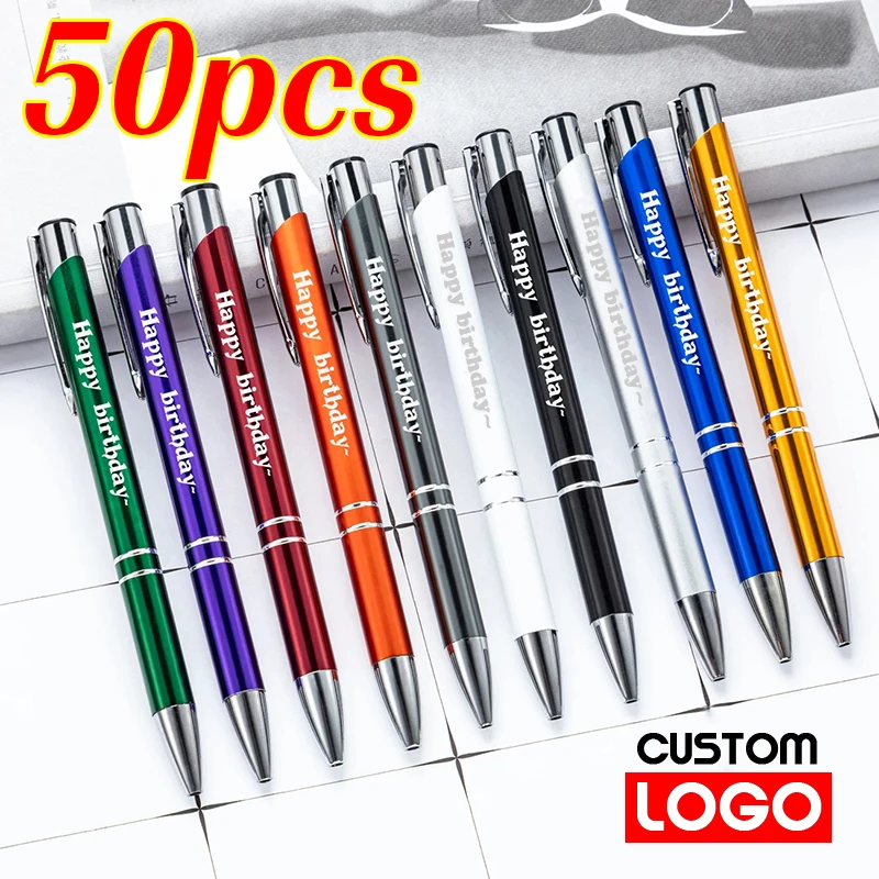 

50pcs/lot Hot Sell Custom Ballpoint Pen Metal Pen Support Custom Logo Advertising Wholesale Personalized Pen Advertising Gift