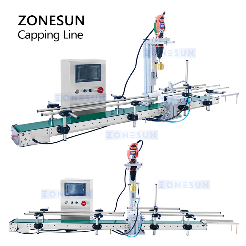 ZONESUN Pneumatic Screwing Capping Machine Custom Beverage Cosmetics Bottle Capper Packaging Small Automatic Production ZS-XGC1 6