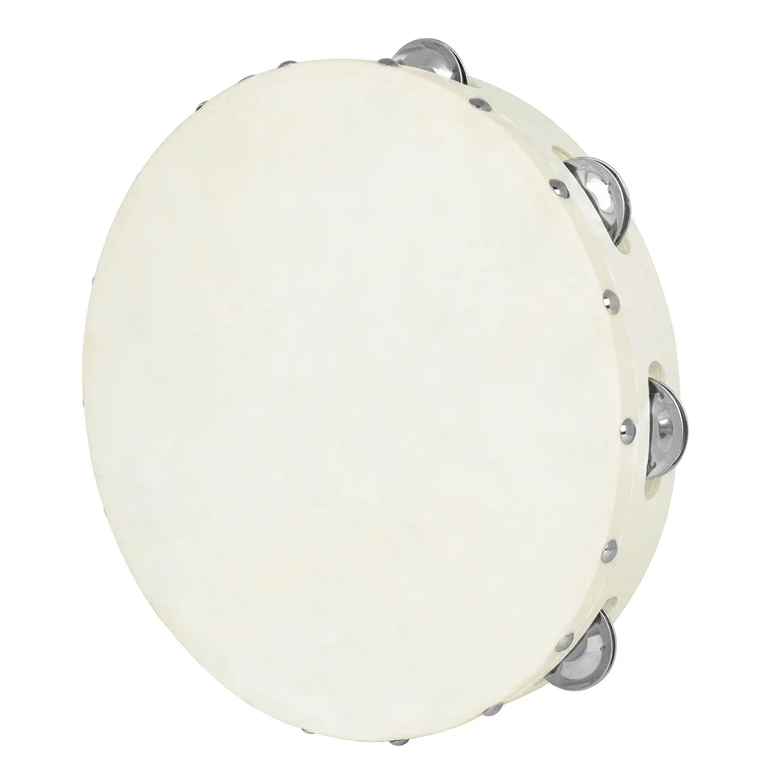 10 Inch Tambourine Sheepskin Hand Drums Percussion Orff  Instrument Tambourine for Christian Dance White Hand Drums