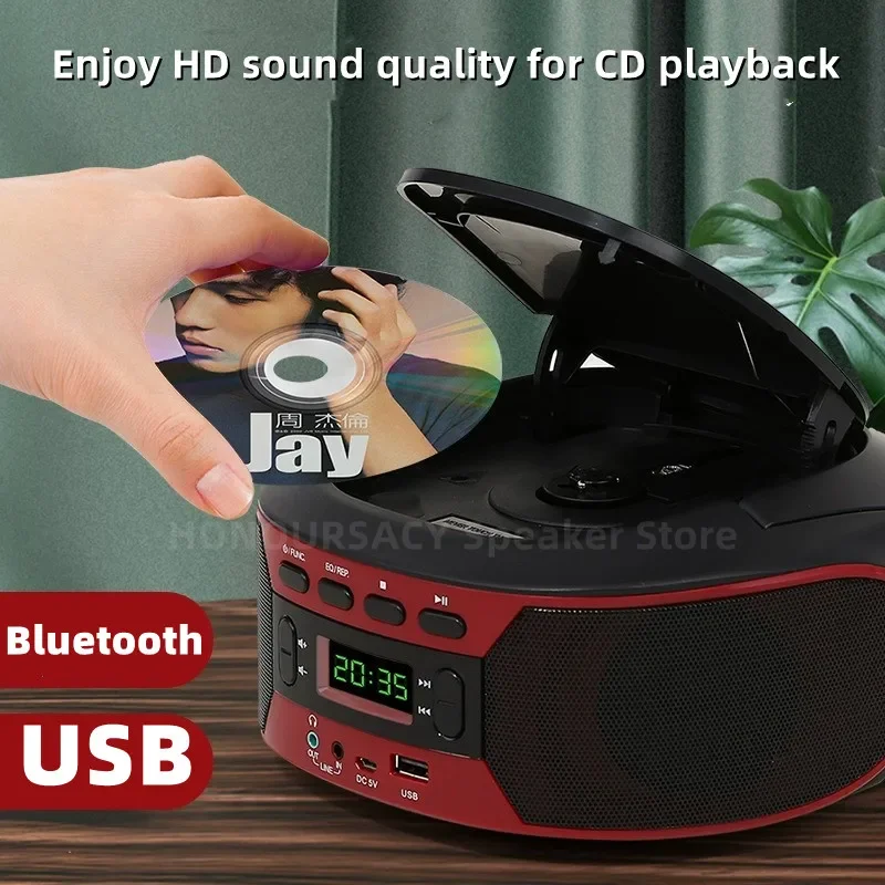 

Беспроводной портативный CD-плеер, стерео-колонка, FM-радио, mp3-плеер, USB-обучение, музыка, образование плода, аудио