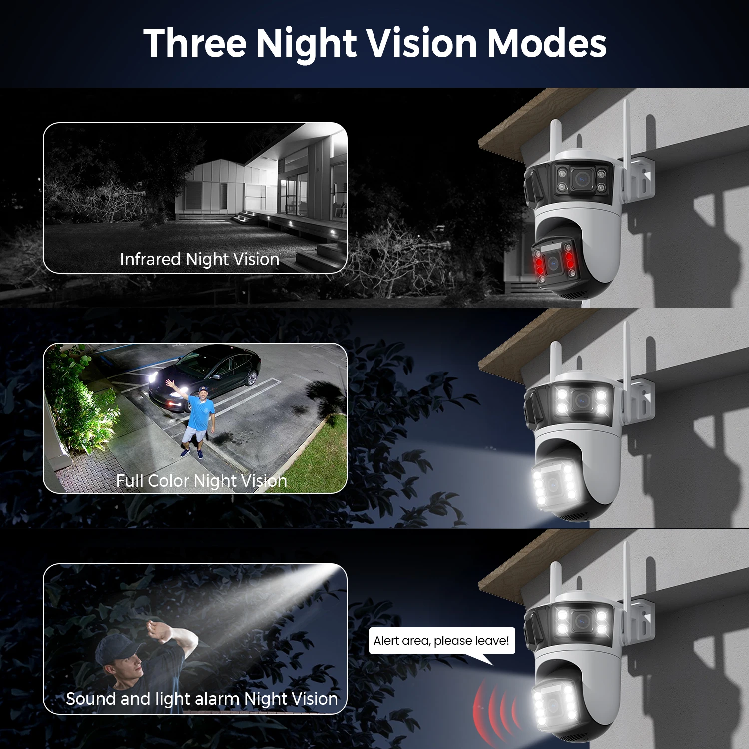6K 12MP HD Three Screen WIFI IP Camera Outdoor Three Lens Camera Ai Human Detection Waterproof CCTV Video Security Camera iCsee 3