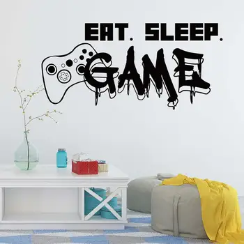Gamer Wall Decal Eat Sleep Game Wall Decal Game Wall Decals Customized For Kids Bedroom Vinyl Wall Art Home Decor tanie i dobre opinie CN(Origin) Plane Wall Sticker Modern For Wall Single-piece Package PATTERN