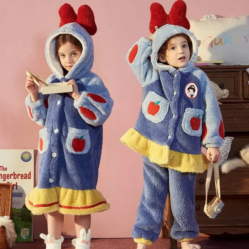 

CHILDREN'S winter pajamas sets Princess flannel kids animal cartoon cosplay girlfriend's sleepy coral velvet night dress homewea