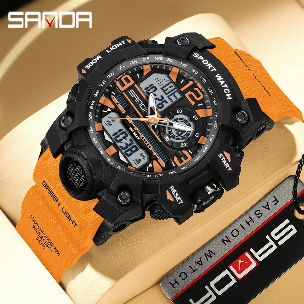 

2024 Sanda New Watch Trend Fashion Women's Student Youth Electronic Watch Waterproof Multi functional Watch 3353