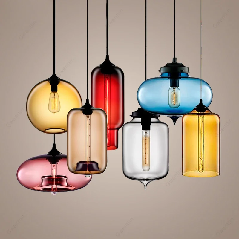 

Stained Glass Led Pendant Light Modern Kitchen Hanging Lamps Dining Room Light Fixtures Home Lighting Loft Decor Industrial Lamp