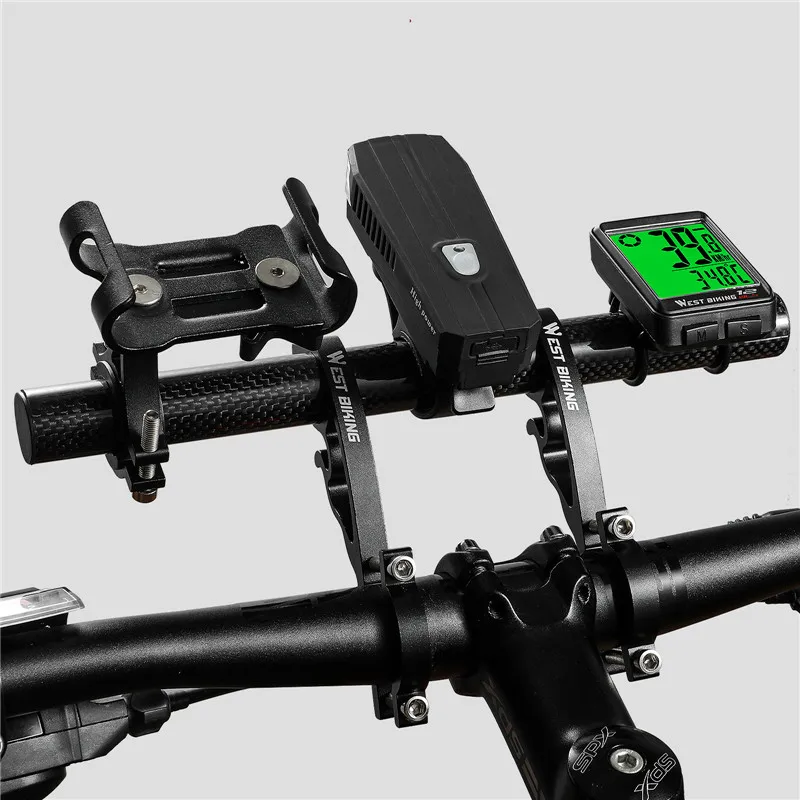 WEST BIKING Bicycle 20-35cm Handlebar Extended Bracket Headlight Mount Bar Computer Clip Double MTB Road Bike Handlebar Extender bicycle accessories,bicycle handlebar,bicycle handlebar extender,bicycle handlebar extension,bicycle bracket