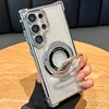Luxury Magnetic Plating Case For Samsung Galaxy S25 S24 S23 S22 S20 FE Note 20 Ultra Stand Shockproof Transparent Back Cover