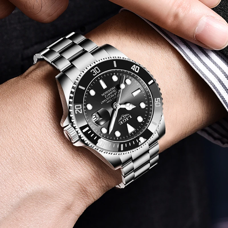 Quartz Watch For Men LIGE Casual Business Waterproof Chronograph