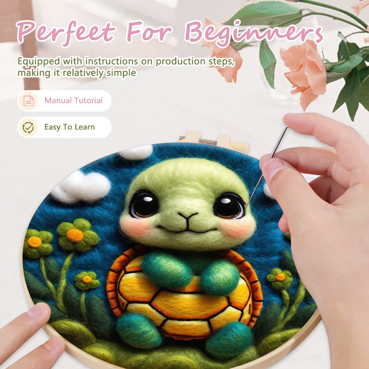 GATYZTORY Wool Felting Starter Kit Tiger Koala Butterfly Needle Felting Picture Needle Supplies Diy And Decoration