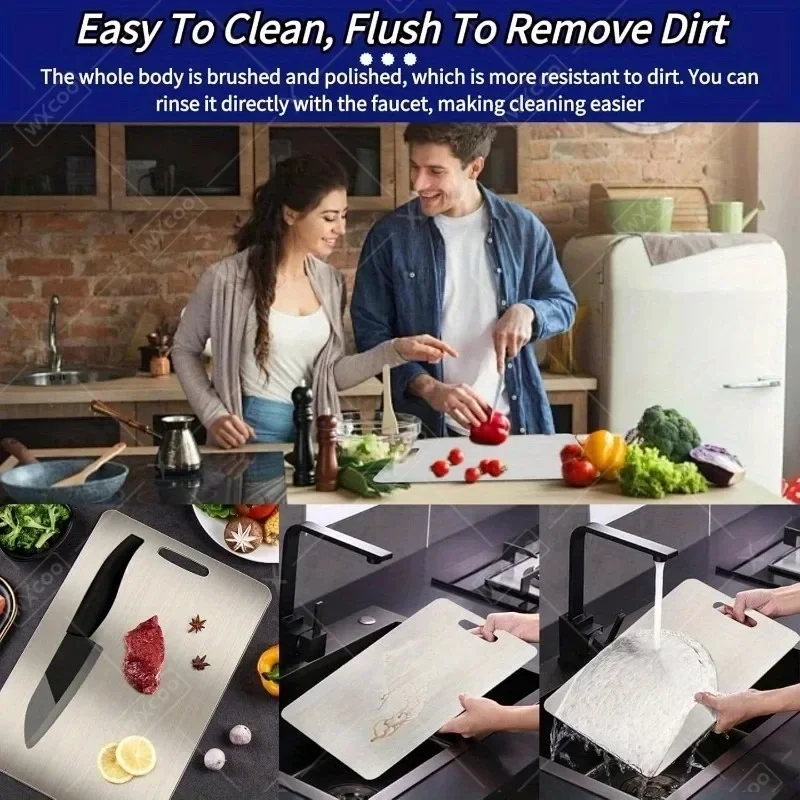 Kitchen chopping board stainless steel back view durable design