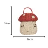 Handmade Rattan Mushroom-Shaped Storage Basket- Cute Handmade Handcrafted Gift Decoration Artwork Rattan, Red 6