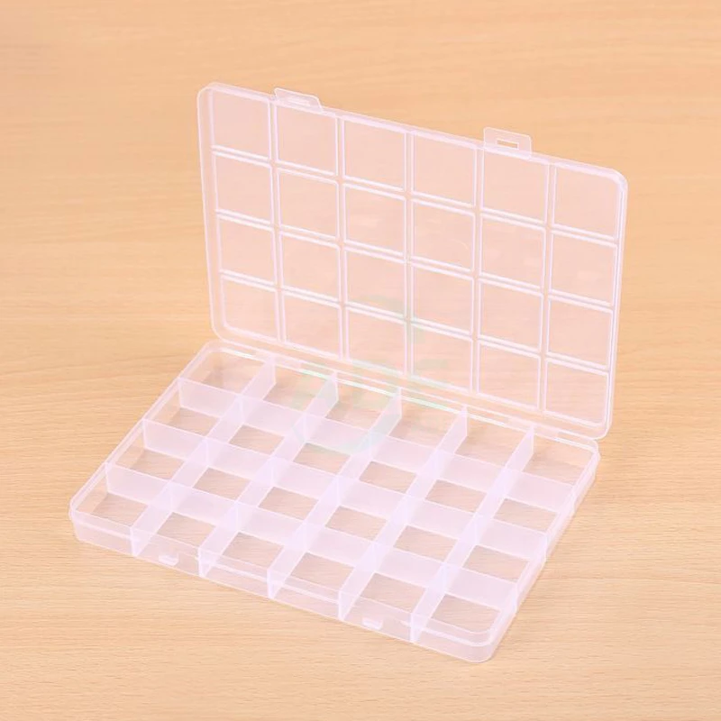24 Compartments Plastic Box Case Jewelry Bead Storage Container Craft