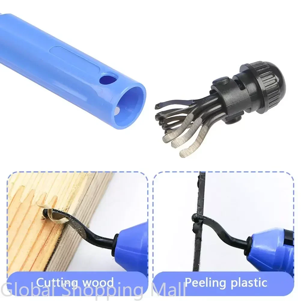 Metal Deburring Tool Kit Burr Remover Hand Tool Anti-Slip Handle with 10pcs Sharp Blades for Copper Wood Plastic