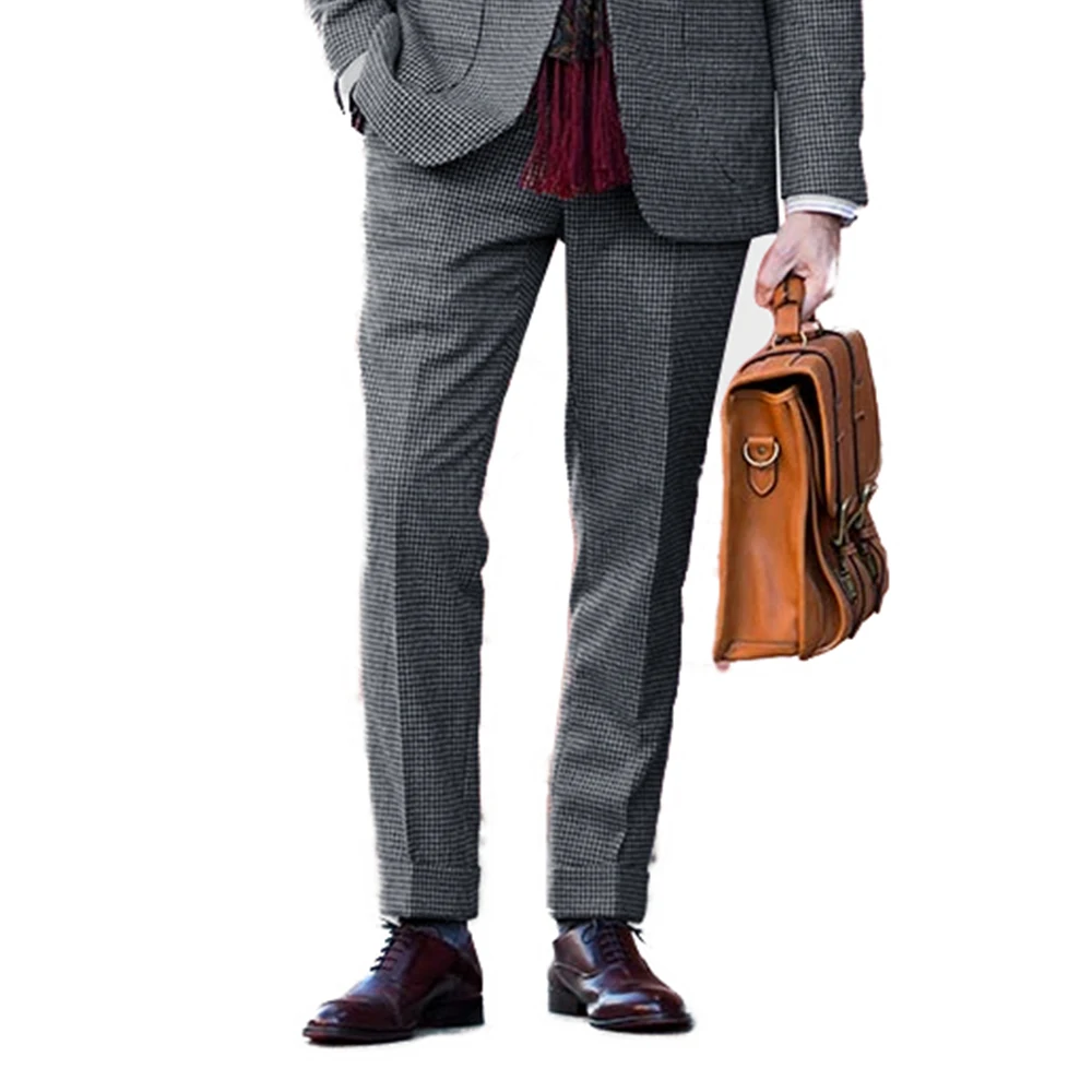 Fashion Premium Middle Grey Houndstooth Mens Suits Tailor-Made Suits For Men Tailored Mens Designer Clothes Mens Blazer Pattern