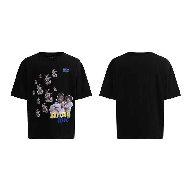 Short Sleeve Martine Rose Box Cartoon Monkey Digital Print T-shirts Men Women White High Quality O-neck Loose T Shirt Print Tag