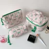Green Pink Contrasting Bow Makeup Bag Large Capacity Portable Travel Toiletry Bag Storage Bag 3