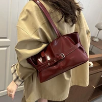 Large Capacity Women’s Shoulder Bag Tote Commuter Bag Simple Vintage Cross-Border New Style Bag Versatile Sensation 2025