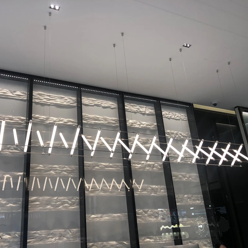 Mazha Lighting Moderner geometrischer Kronleuchter, minimalistische Designer-Langhängelampen für Loft-Esszimmer-Einwegleuchten – Detail 10