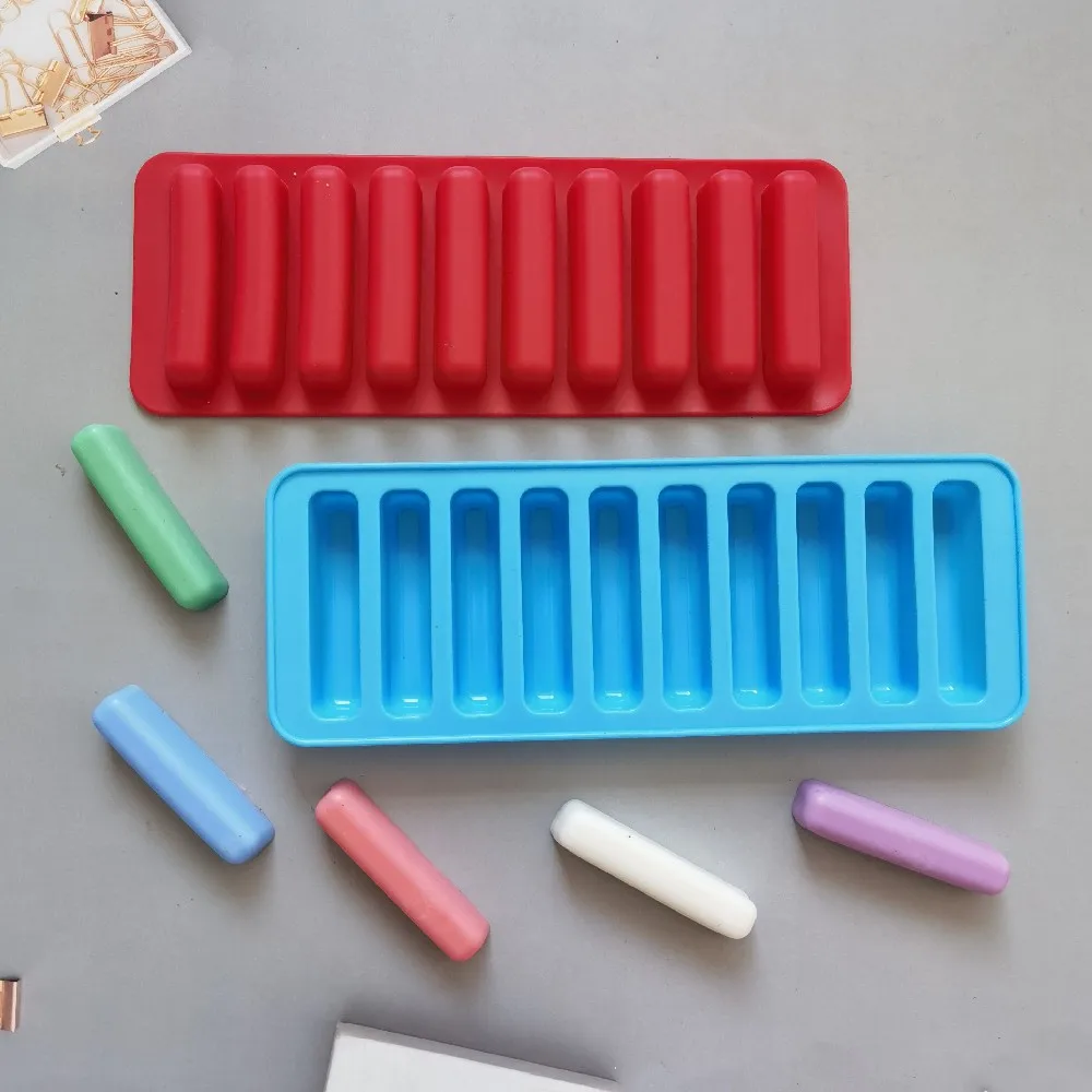 

10 Holes Silicone Forms Long Strip Finger Biscuit Silicone Mold Oven Cake Puff Ice Cube Mould Tray Bakeware DIY Baking Tools