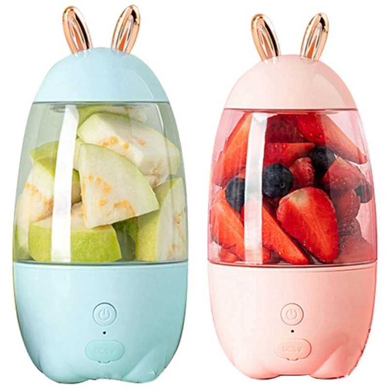 

2X Vitamin Electric Fruit Juice Cup USB Rechargeable Smoothie Maker Blender Machine Sports Bottle Blue & Pink