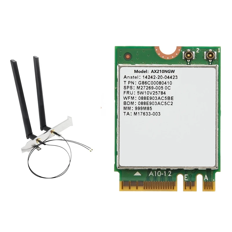 

AX210NGW Wifi Card With Antenna WIFI 6E Bluetooth 5.2 2.4Ghz 5Ghz 3000Mbps M.2 Wireless Adapter 802.11Ax Network Card