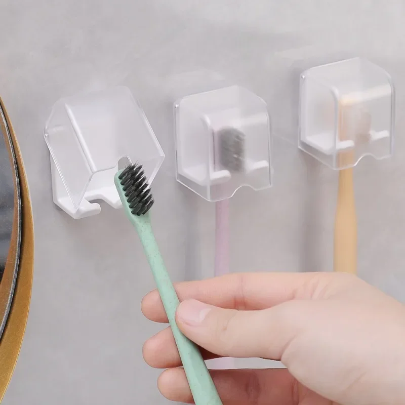 Toothbrush Holder 1/6PCS with Cover Punch-free Wall-mounted Toothbrush Holder Self-adhesive Bathroom Storage Rack