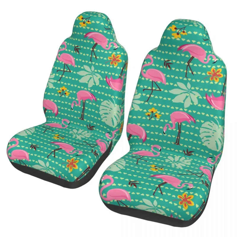 

Pink Flamingos And Tropical Leaves Universal Cover Auto Interior For All Car Protector Polyester Hunting