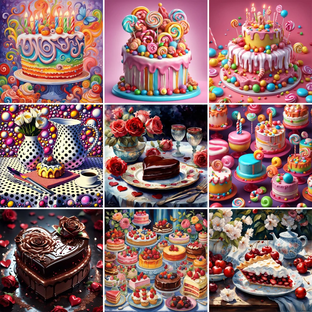 Lebensmittel Kuchen gedruckt Stoff 11ct Kreuz stich Set DIY Stickerei Handwerk Malerei Hobby Handarbeiten Wohnkultur Magie für Erwachsene
