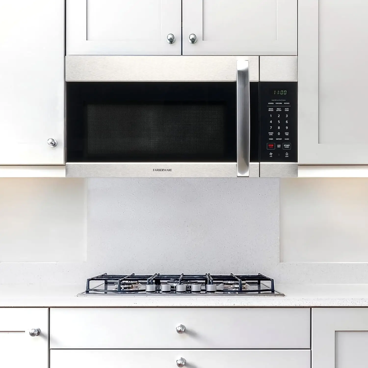 Over-the-Range Microwave Oven 1.7 Cu. Ft. 1000W Auto Reheat Multi-Stage Cooking Melt/Soften Feature Child Safety Lock 6