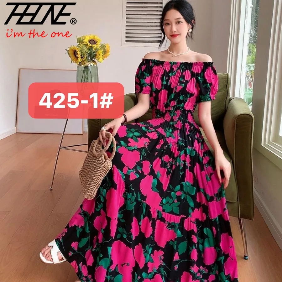 

Женское платье макси, длинное платье, женская летняя индийская одежда, богемная хлопковая пляжная одежда с цветочным принтом в Корейском стиле, повседневная женская одежда