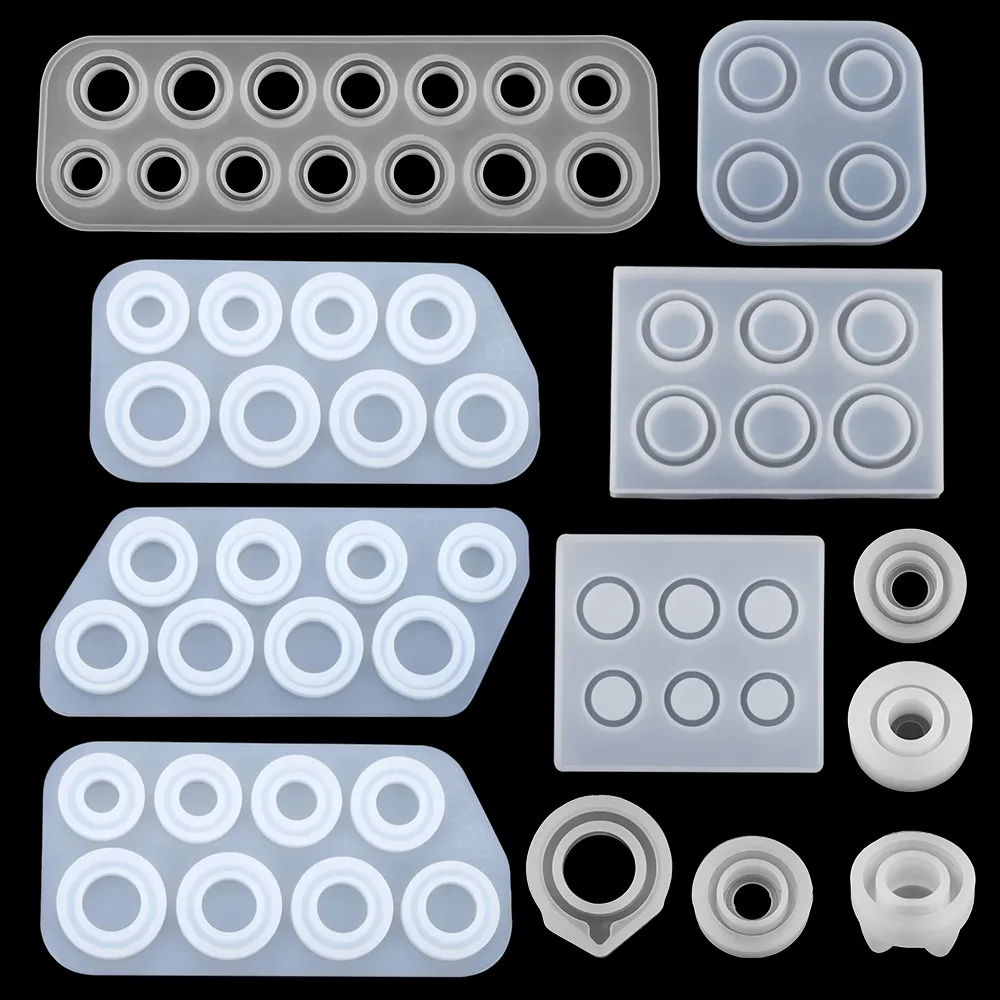 1pc Silicon Mold Set For Diy Resin Ring Making Including Flat, Faceted, And  Curved Shapes