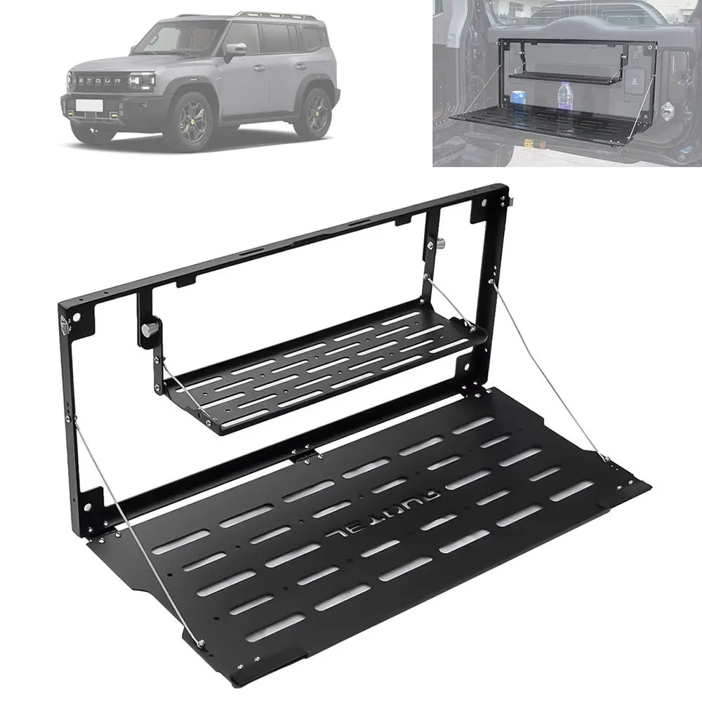 

Alloy Tailgate Table Rear Door Cargo Luggage Carrier Foldable Shelf Storage Rack For Jetour Traveller T2 2023 2024