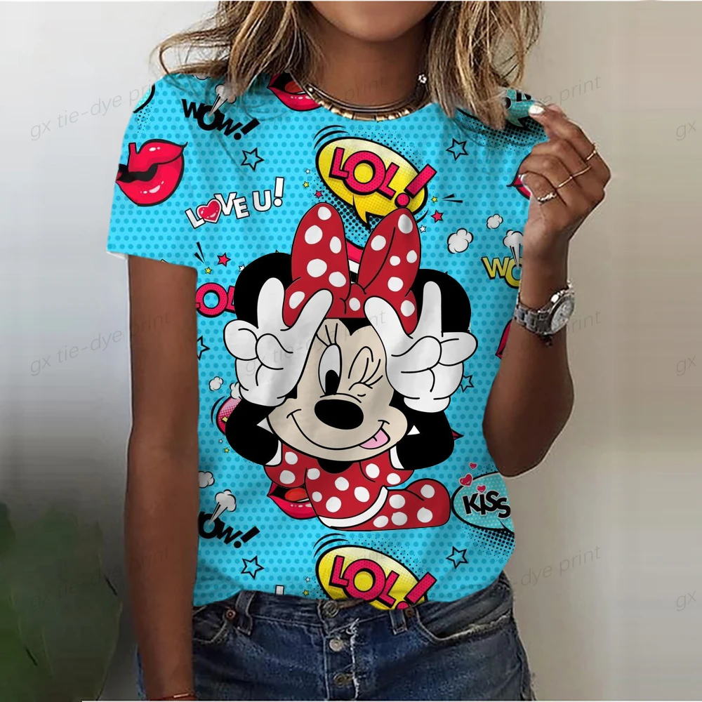 thumbnail image 1 of Camiseta de verano de manga corta con estampado de Mickey Mouse para mujer, camiseta de talla grande, nueva camiseta para mujer, ropa de moda, tops para mujer, 1 of 4